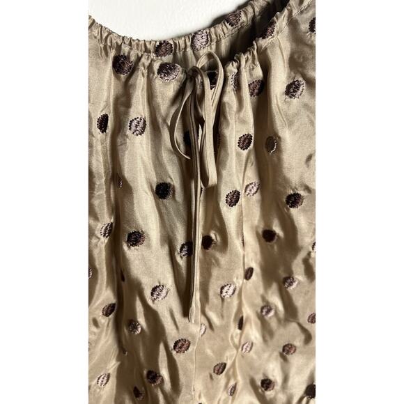 Max Azria Collection Sz 4 Tan 100% Silk Embroidered Polka Dot Bubble Hem Dress - Picture 6 of 12